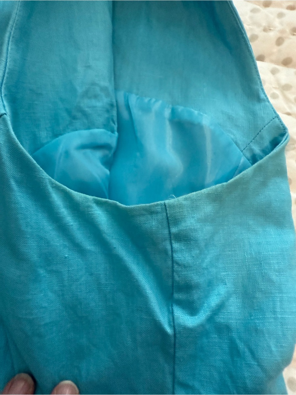 Merona Sleeveless Button-Front 100% Linen Maxi Dress in Aqua Blue - Picture 7 of 15